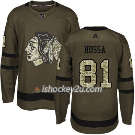 Mænd NHL Chicago Blackhawks Trøje Marian Hossa 81 Adidas 2017-2018 Camo Grøn Authentic